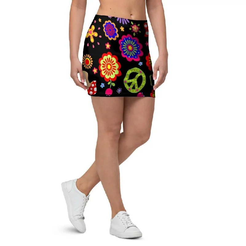 Hippie Peace Print Mini Skirt velvet skirt sumptuous