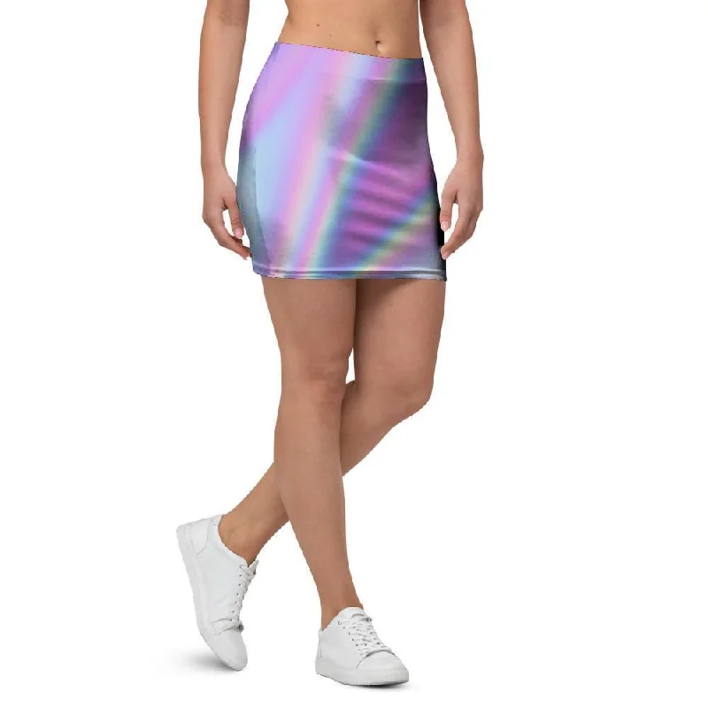 Holographic Mini Skirt silk skirt lustrous