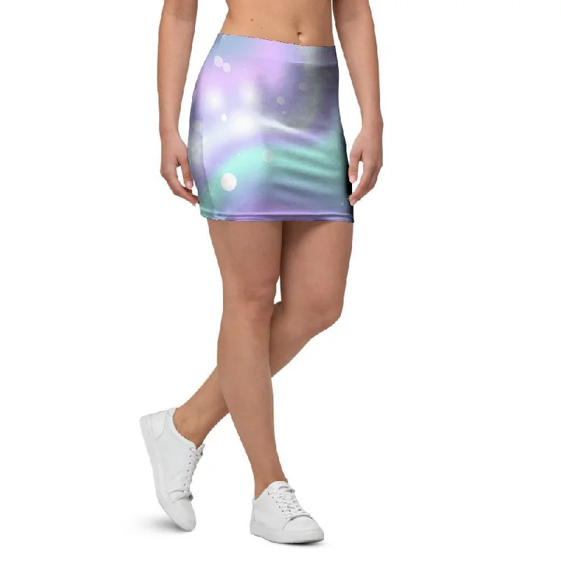 Holographic Psychedelic Mini Skirt asymmetrical skirt cut