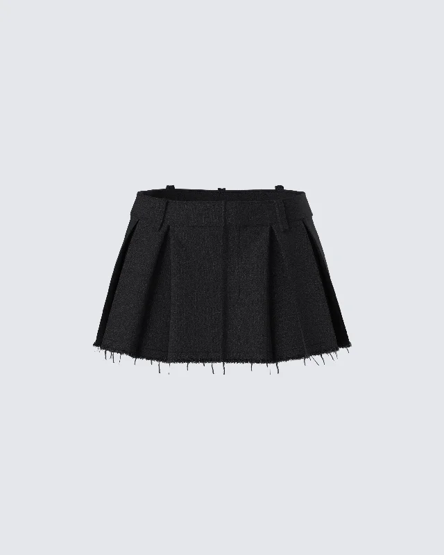 Jarica Black Twill Mini Skirt ribbed skirt waist