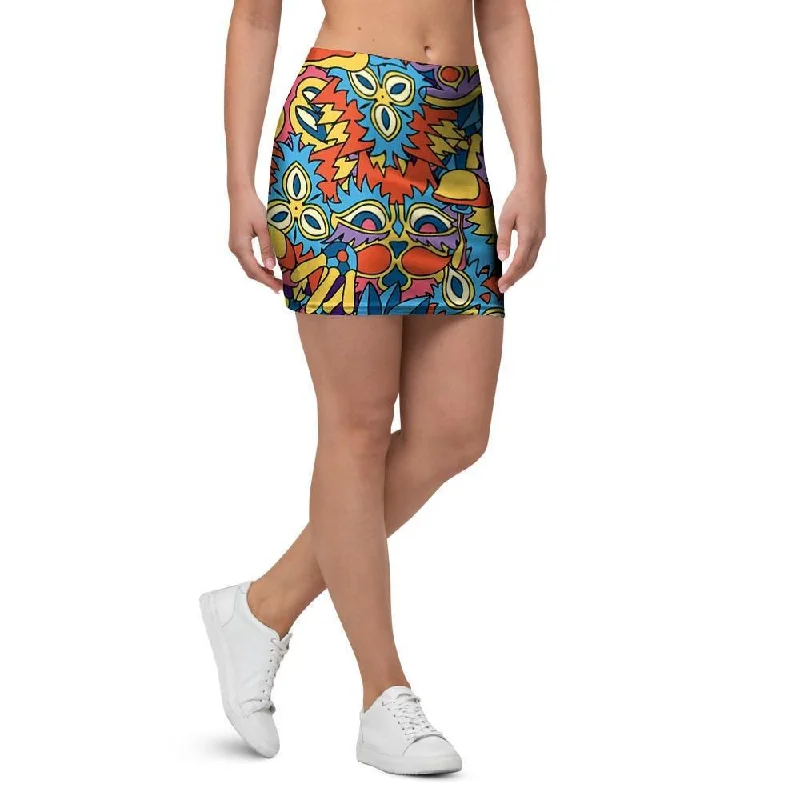 Jungle Hippie Psychedelic Trippy Mini Skirt tulle skirt dreamy