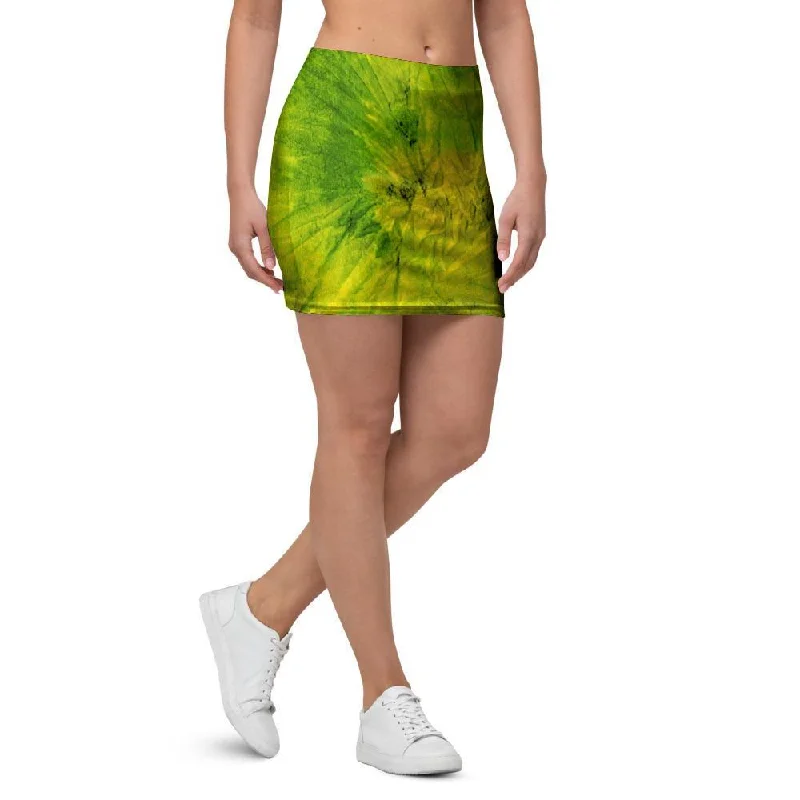 Lime Green Tie Dye Mini Skirt lace skirt elegant