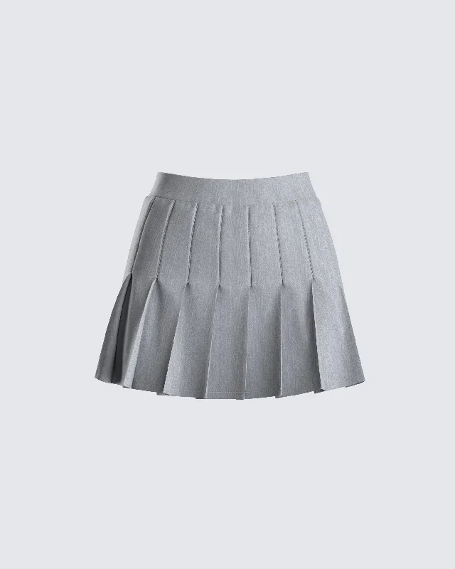 Madeleine Grey Pleated Mini Skirt patchwork skirt art