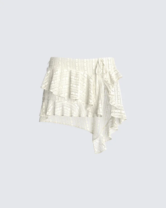 Maeve Ivory Lace Mini Skirt corduroy skirt durable