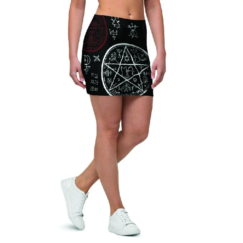 Magic Pentagram Gothic Witch Mini Skirt silk skirt luxurious