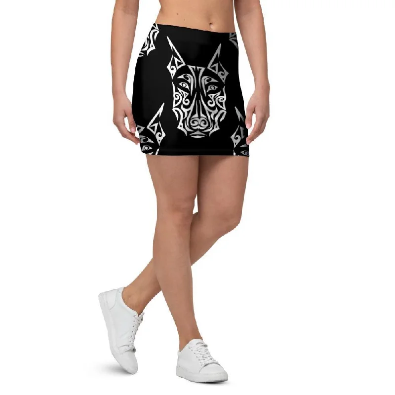 Maori Aztec Pitbull Mini Skirt linen skirt airy