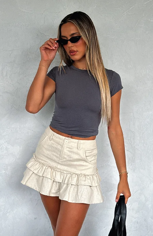 Only We Know Mini Skirt Oat wrap skirt elegant