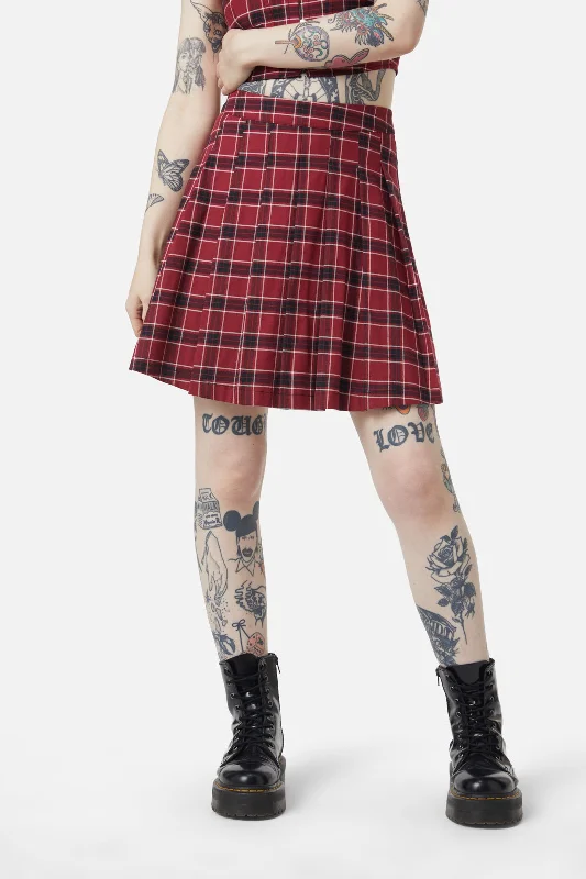 Revenge Tartan Pleated Skirt velvet skirt luxurious