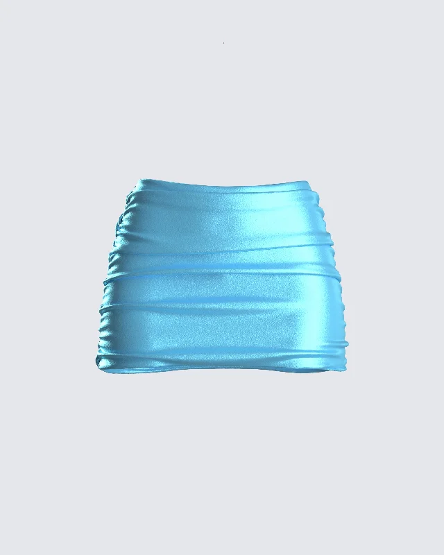 River Blue Satin Mini Skirt velvet skirt luxury