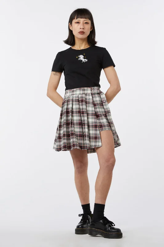 Sass Tartan Pleat Skort leather skirt sleek