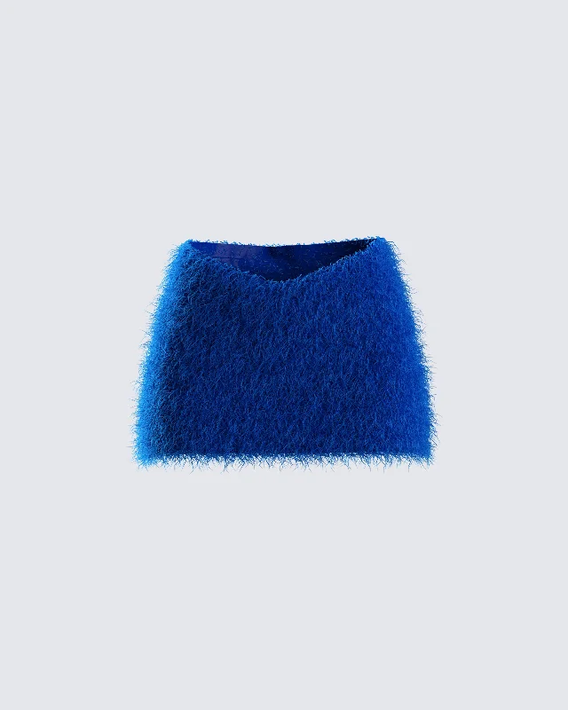 Sierra Blue Fuzzy Skirt denim skirt stylish