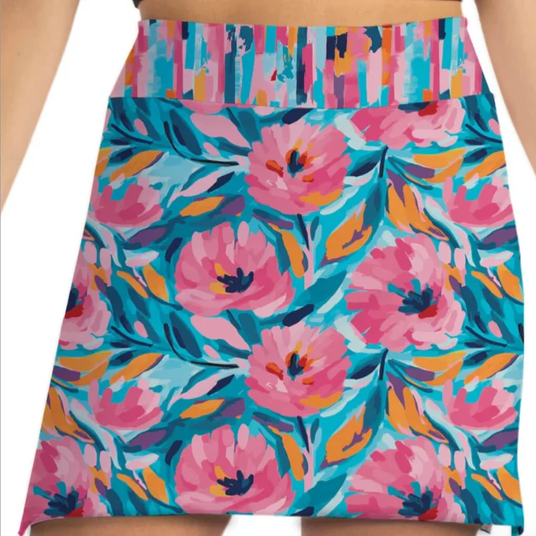 Skort Obsession Miley's Flowers Skort 17" zip skirt side